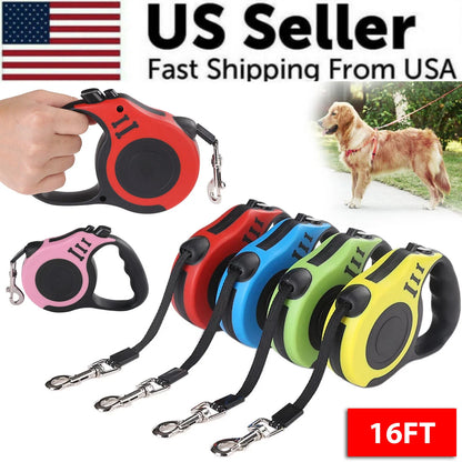 16.5FT Automatic Retractable Dog Leash with Complimentary Pet Collar - Free Shipping in the U.S.