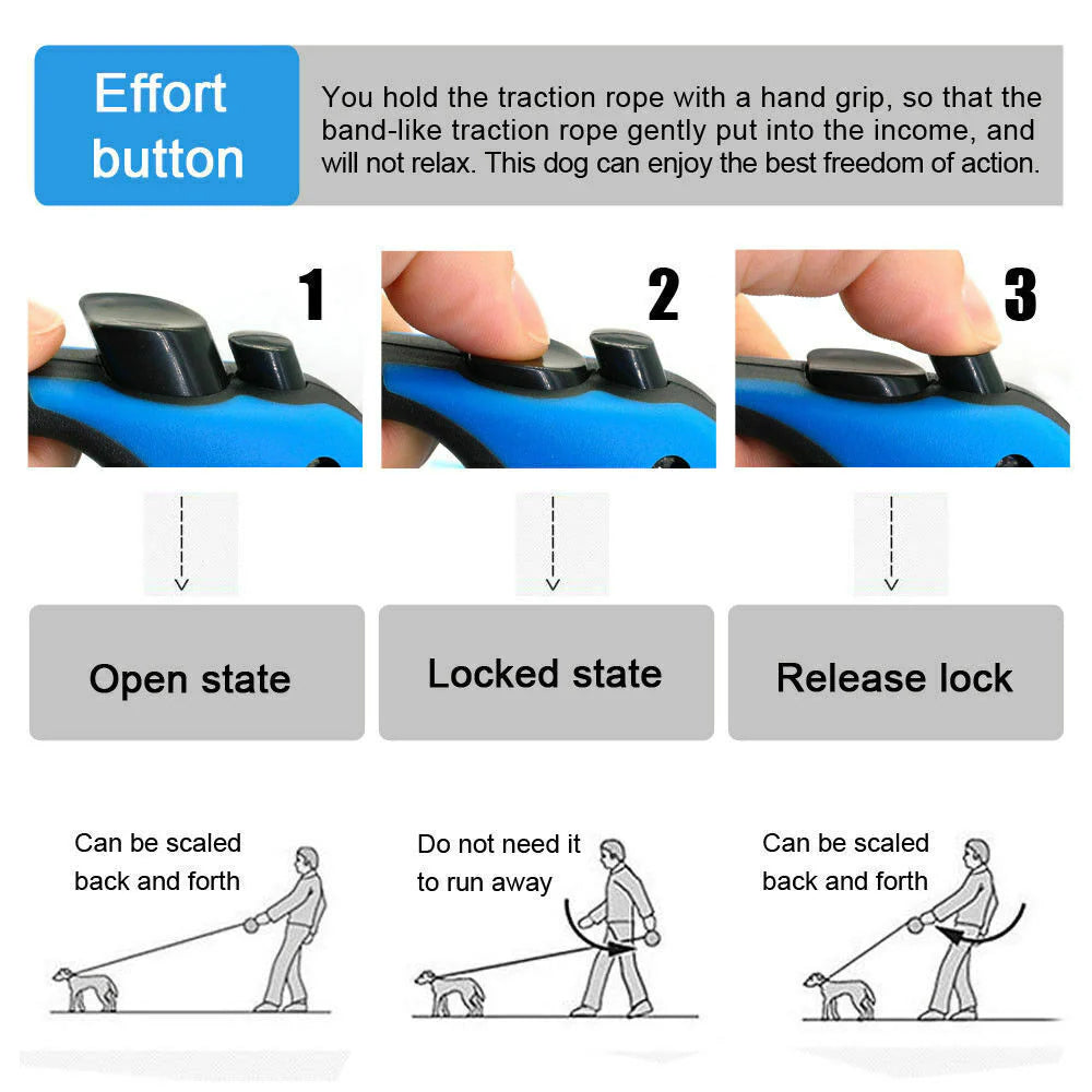 16.5FT Automatic Retractable Dog Leash with Complimentary Pet Collar - Free Shipping in the U.S.