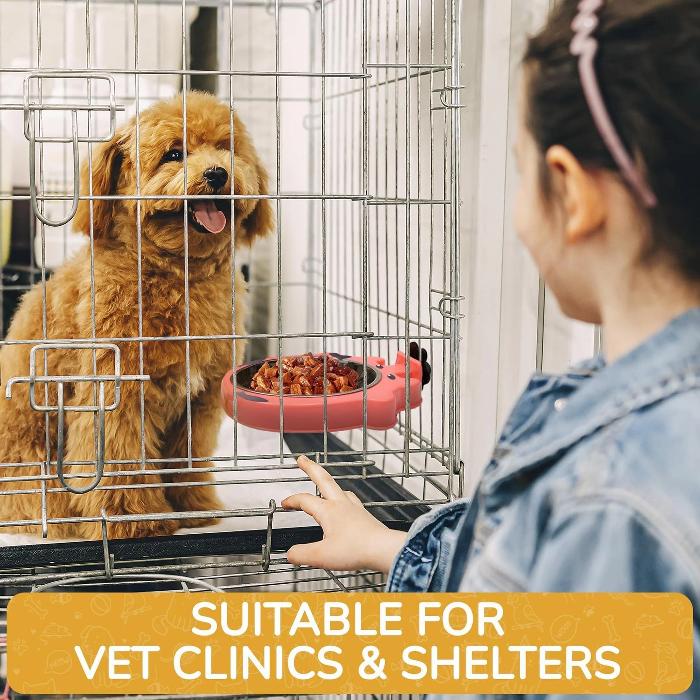 Stainless Steel Spill-Resistant Water Bowl for Pet Crates - 7.5 x 7.4 x 1.7 Inches - Suitable for Dogs, Cats, and Small Animals