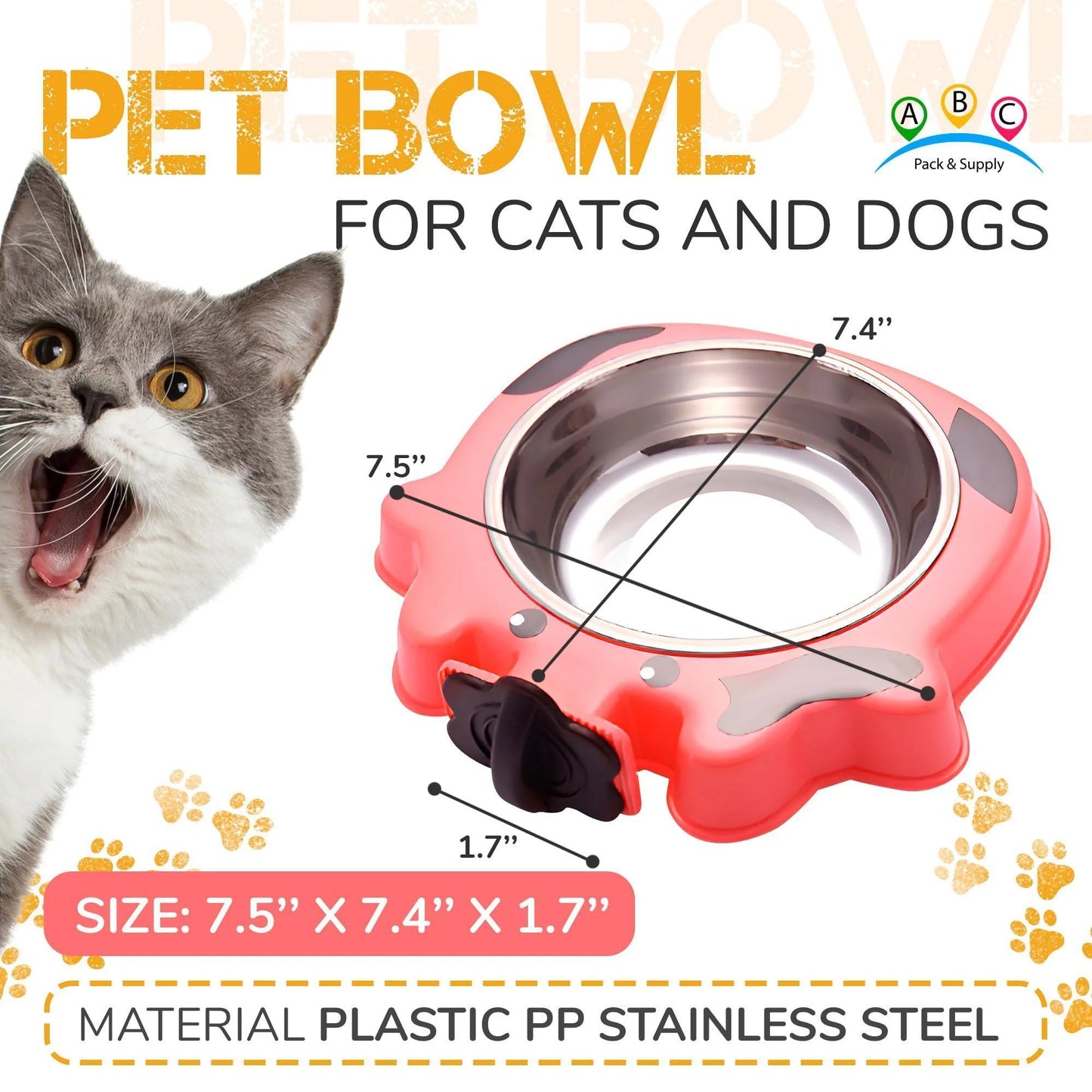 Stainless Steel Spill-Resistant Water Bowl for Pet Crates - 7.5 x 7.4 x 1.7 Inches - Suitable for Dogs, Cats, and Small Animals